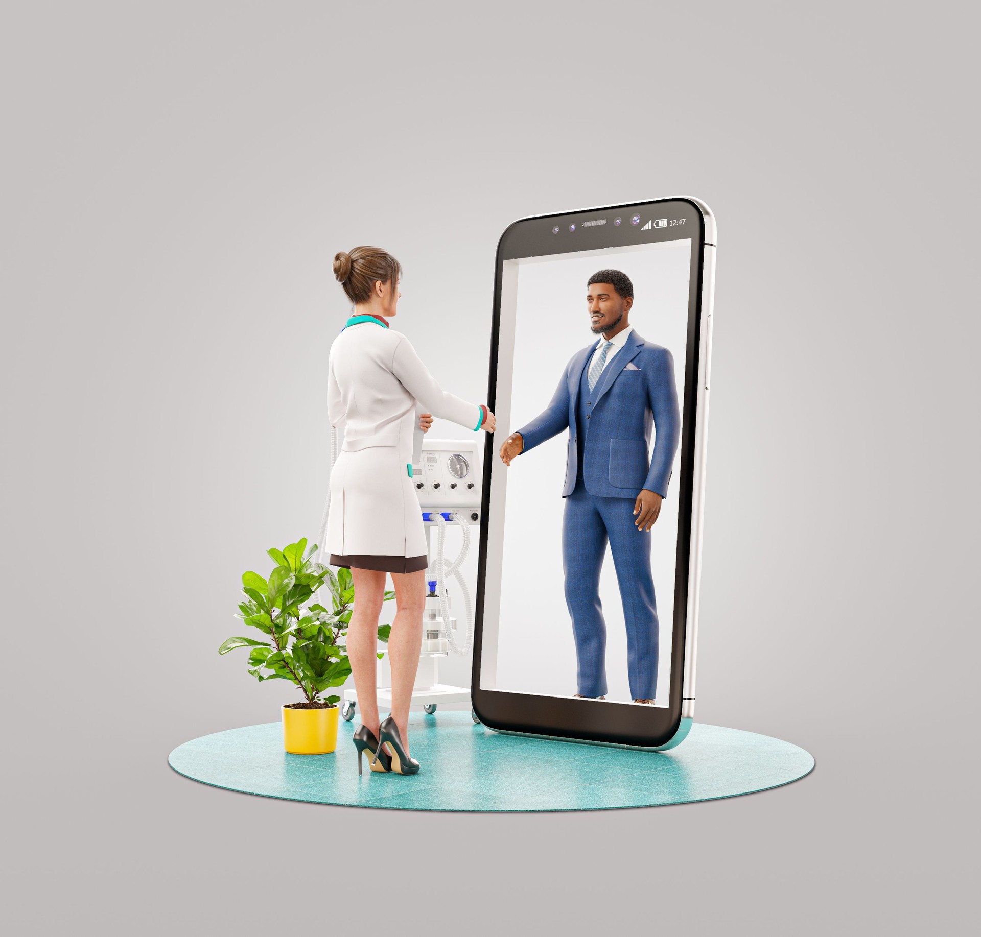 Unusual 3d illustration smart phone application